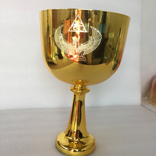 3rd Octave Golden Chalice with ISIS Design in perfect B note in 432hz for sound healing.