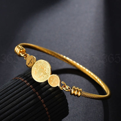 Saint Benedict Protection Christian Bracelet Bangle