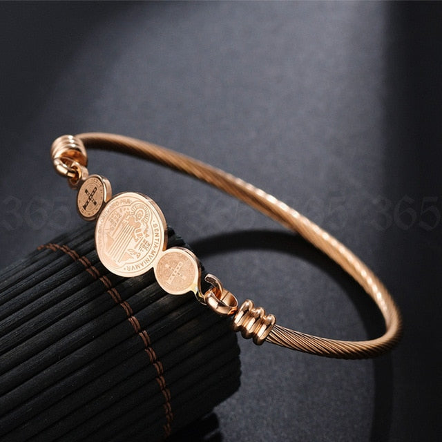 Saint Benedict Protection Christian Bracelet Bangle