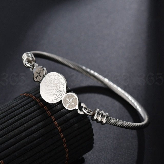 Saint Benedict Protection Christian Bracelet Bangle