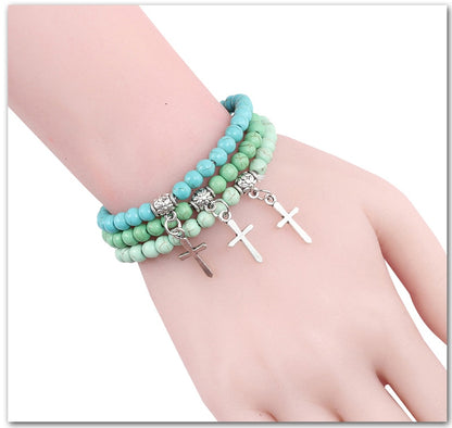 Divine Cross Lava Rock Bracelet