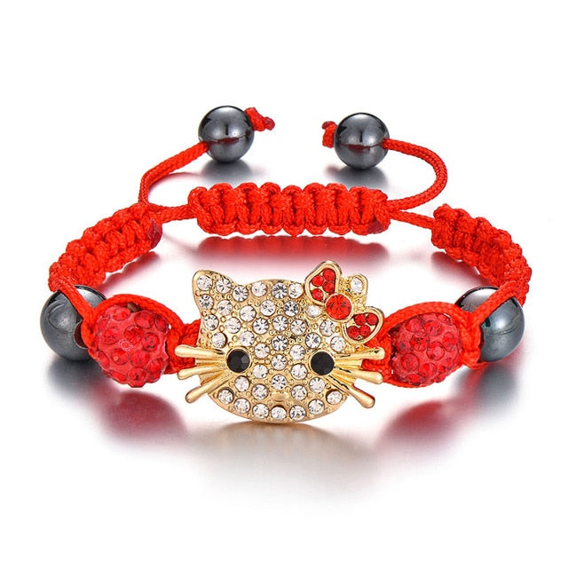 Hello Kitty Charm Bracelet, Hello Kitty Charms, Hello Kitty Jewelry, Red  Bracelets, Round Glass Bead Bracelet, Custom Bracelets 