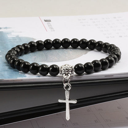 Divine Cross Lava Rock Bracelet