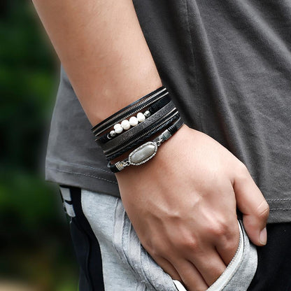 The Confident Male Leather Wrap Bracelet