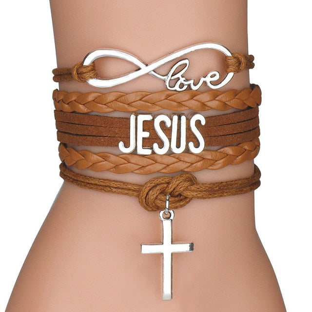 Infinity AMOR de DIOS Christian Leather Wrap Bracelet