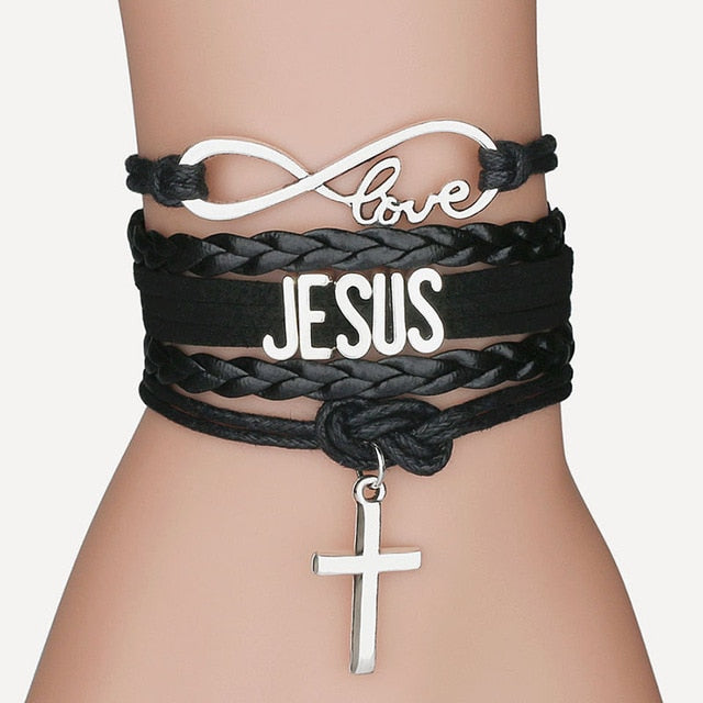 Infinity AMOR de DIOS Christian Leather Wrap Bracelet