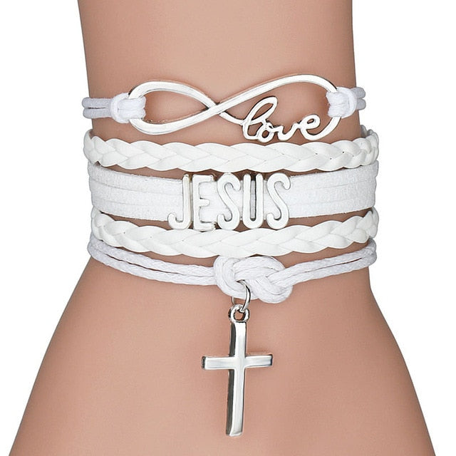 Infinity AMOR de DIOS Christian Leather Wrap Bracelet
