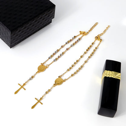 2 in 1 Christian Cross Rosary Bracelet & Pendant