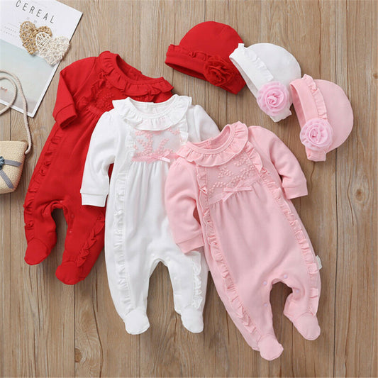 Stylish Baby Girl Romper with Hat (ages 0 - 8 months)