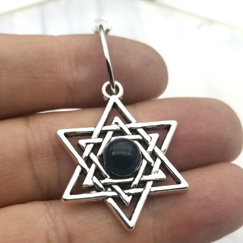 Stunning Seal of Solomon Earrings with Black Obsidian