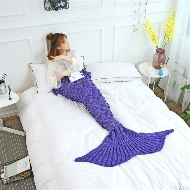 Soft Yarn Handmade Crochet Mermaid Tail Blanket