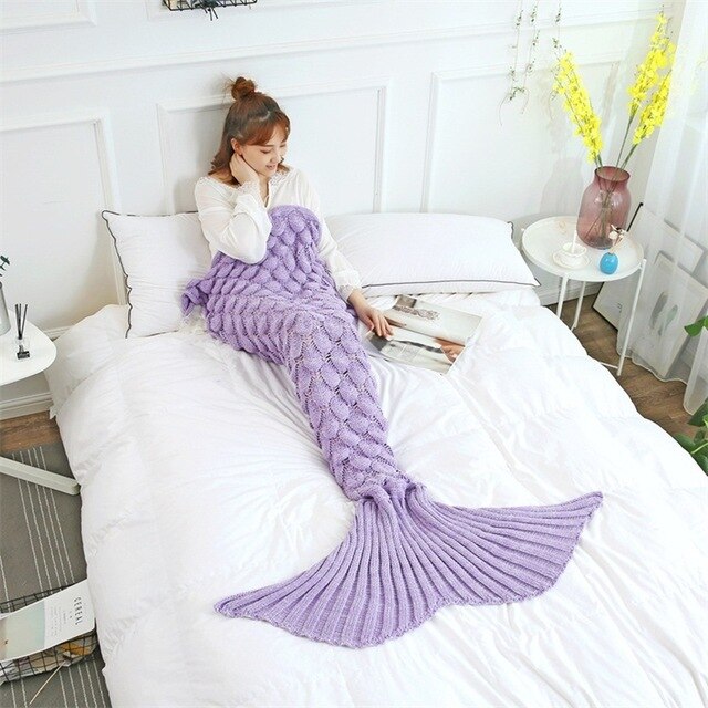 Soft Yarn Handmade Crochet Mermaid Tail Blanket