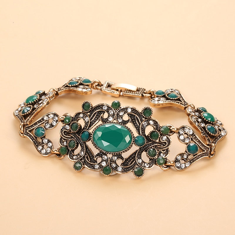 Vintage Luxe Green Crystal Bracelet