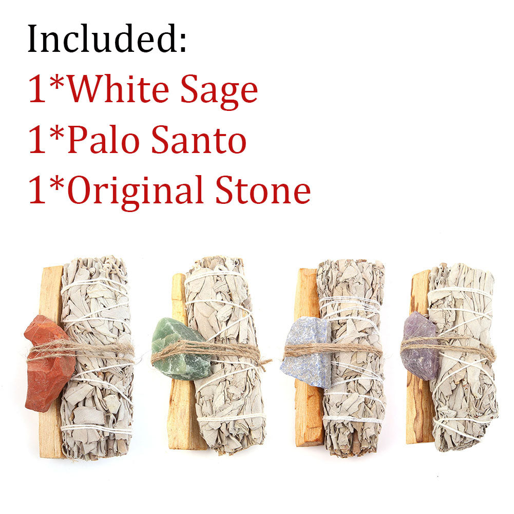 Red Jasper, Jade, Lapis or Amethyst with Sage & Palo Santo Combo Bundle