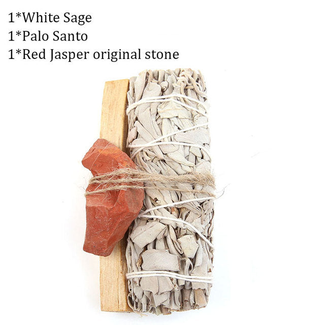 Red Jasper, Jade, Lapis or Amethyst with Sage & Palo Santo Combo Bundle