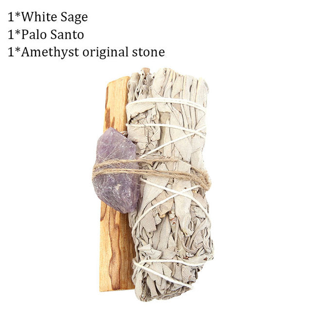 Red Jasper, Jade, Lapis or Amethyst with Sage & Palo Santo Combo Bundle