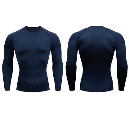 Men's Long Sleeve Rash Guard Quick Dry Compression Fitness T-Shirt